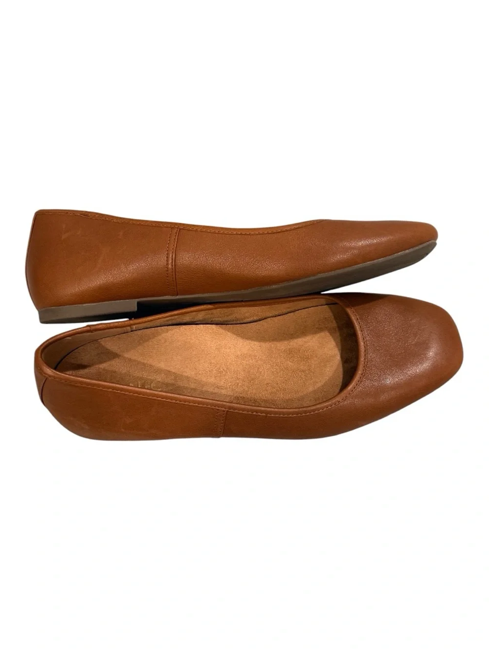 Vionic Orinda Square Toe Ballet Flats Tan Leather